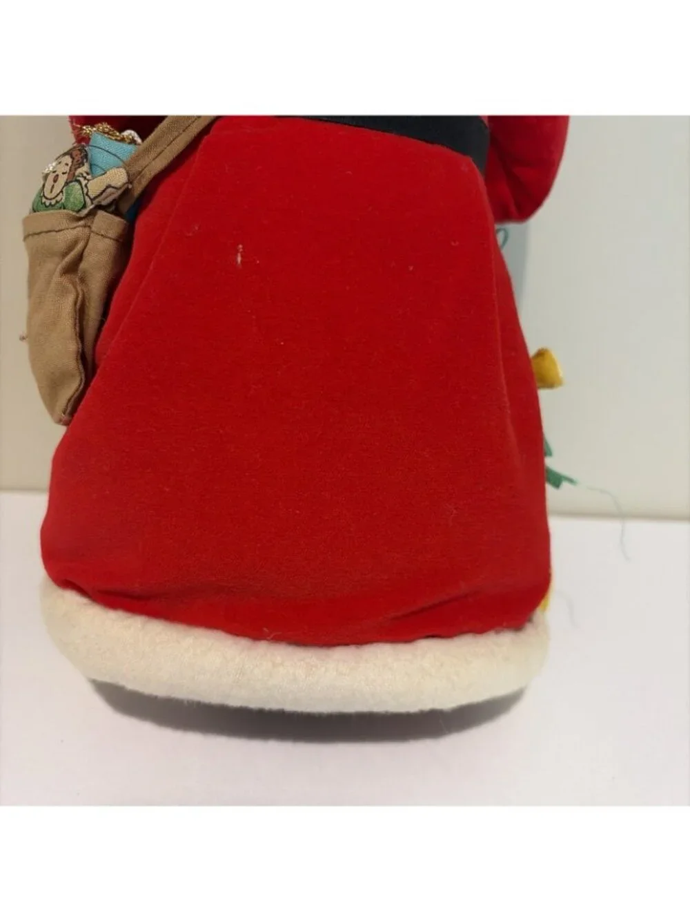 International Christmas Santa Claus Figure Holding Toys Painted Face Hanging 90s